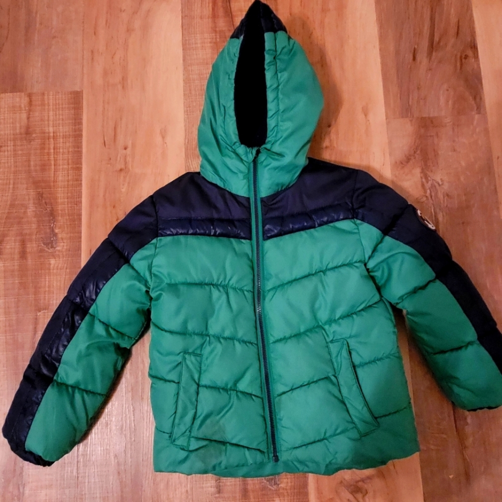 Sequoia Boys Green and Blue Winter Puffer Coat